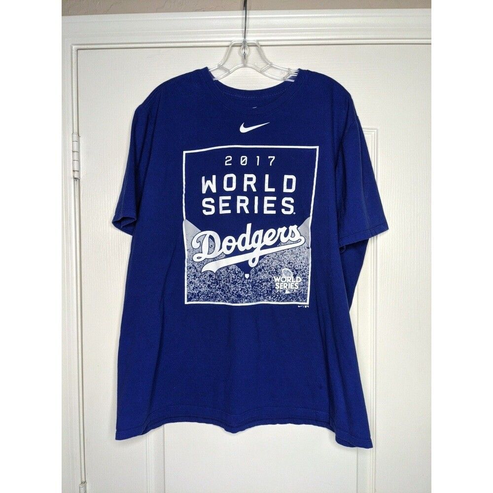Nike Los Angeles Dodgers Shirt Men's XL Blue World Series 2017 MLB Baseball Logo